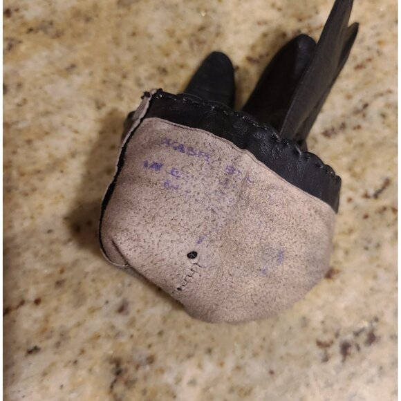 Vintage Womens Size S Black Leather Formal 7.5" Short Gloves - Picture 10 of 16